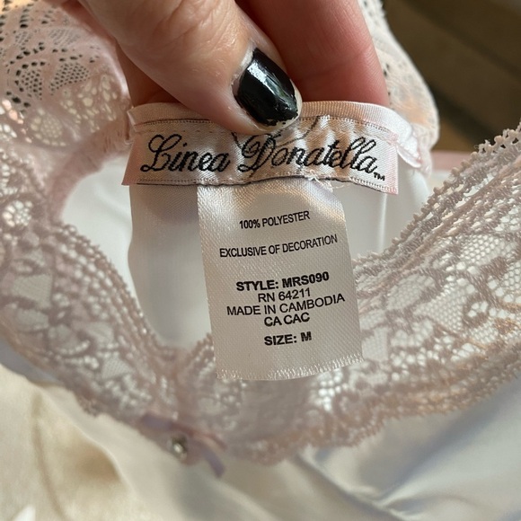 White and Pink Mrs. Robe with Chemise Set Size Medium Linea Donatella - Picture 10 of 14